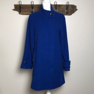 Trina Turk Coat Merino Wool Royal Blue Retro EUC